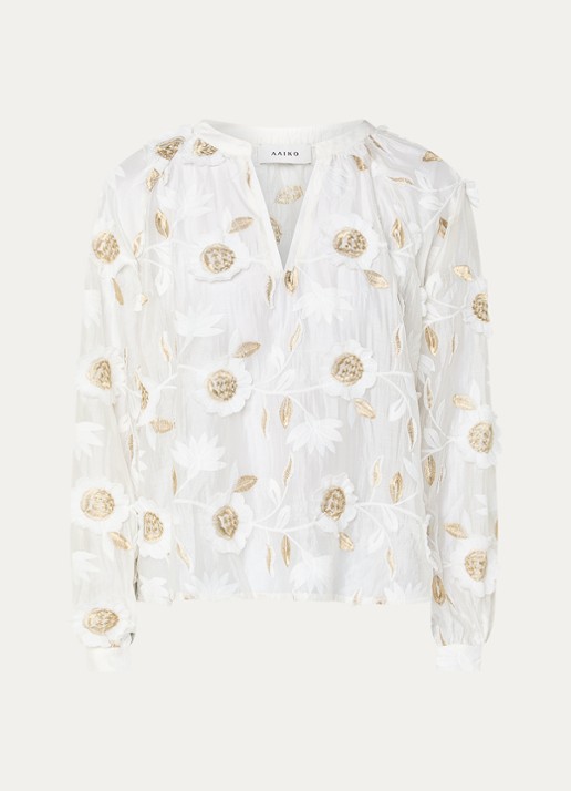 Aaiko Alanza blouse met borduring - voorkant wit