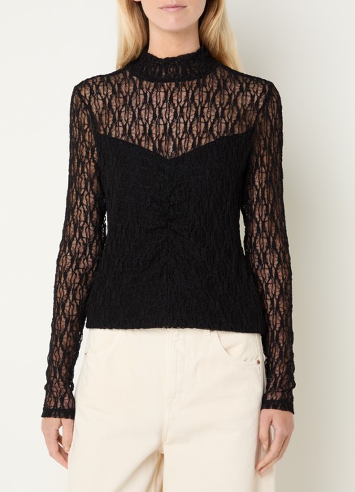 Aaiko Amy semi-transparante top met broderie