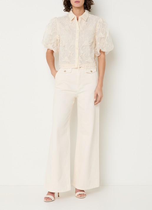Aaiko Andra blouse met structuur - voorkant 4 gebroken wit