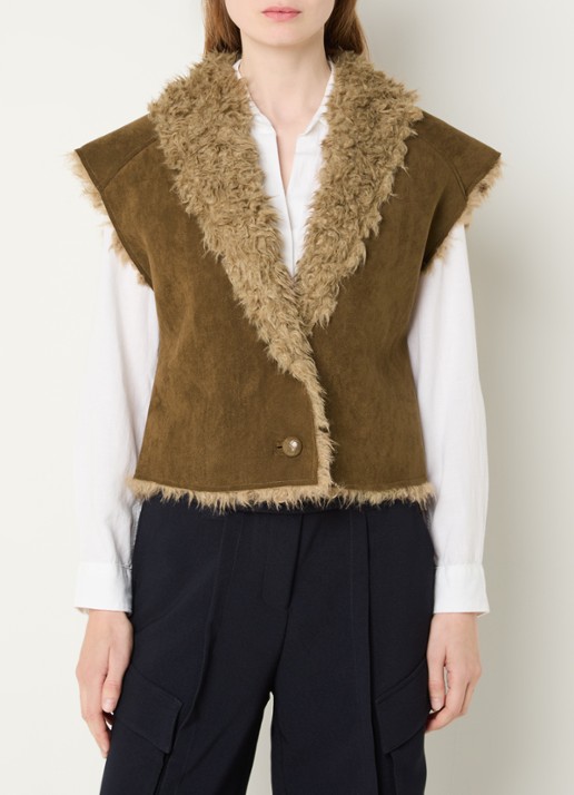 Aaiko Avrelle gilet van imitatiesuède met details van imitatiebont