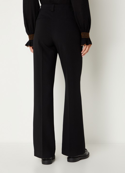 Aaiko Chantalle high waist wide fit pantalon met persplooi en structuur - achterkant zwart