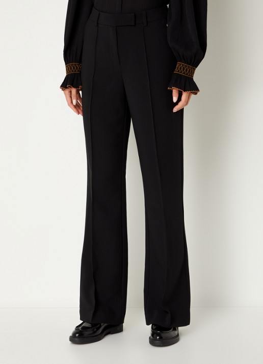 Aaiko Chantalle high waist wide fit pantalon met persplooi en structuur - detail 6 zwart