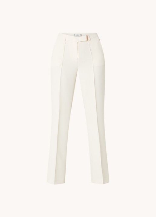 Aaiko Chantalle high waist wide fit pantalon met persplooi en structuur - voorkant 3 creme