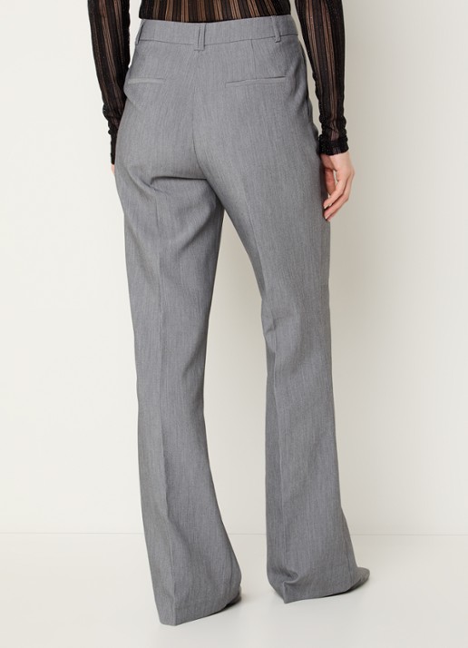Aaiko Chantalle high waist wide fit pantalon met persplooi en structuur - achterkant middengrijs