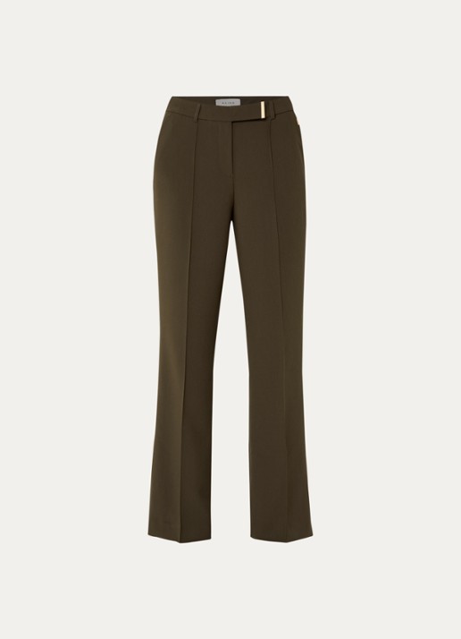 Aaiko Chantalle high waist wide fit pantalon met persplooi en structuur - voorkant bronsgroen