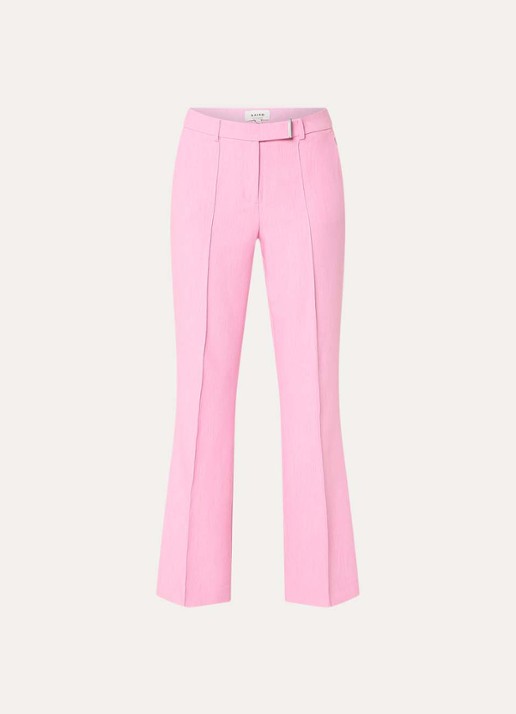 Aaiko Chantalle high waist wide fit pantalon met persplooi en structuur - voorkant lichtroze