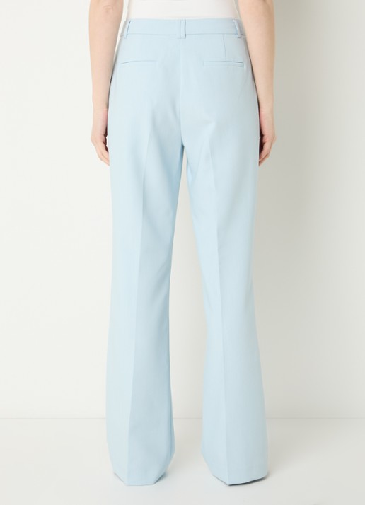 Aaiko Chantalle high waist wide fit pantalon met persplooi en structuur - achterkant lichtblauw