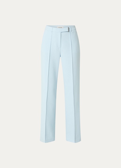 Aaiko Chantalle high waist wide fit pantalon met persplooi en structuur - voorkant 3 lichtblauw