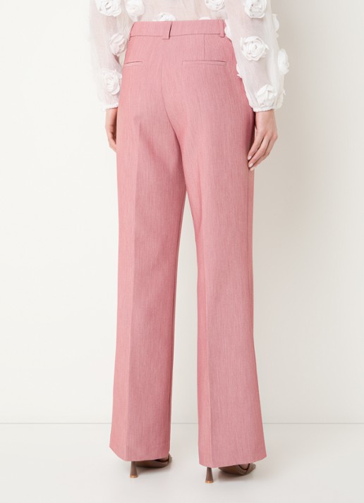 Aaiko Chantalle high waist wide fit pantalon met persplooi en structuur - achterkant 4 roze