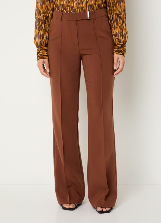 Aaiko Chantalle mid waist flared fit broek met steekzakken - detail bruin