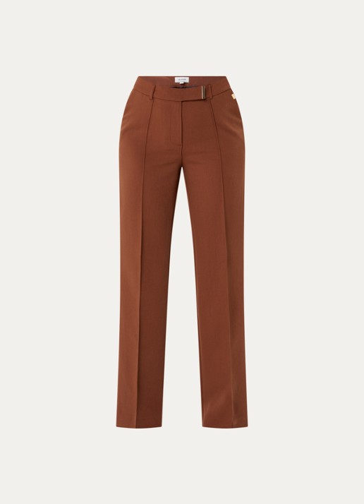 Aaiko Chantalle mid waist flared fit broek met steekzakken - voorkant 2 bruin