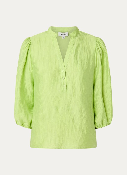 Aaiko Dahla tuniek met V-hals en ballonmouw - voorkant 2 lime
