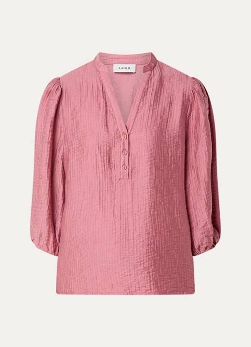 Aaiko Dahla tuniek met V-hals en ballonmouw - voorkant 2 roze