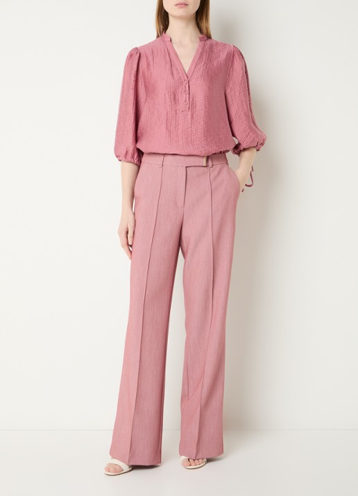 Aaiko Dahla tuniek met V-hals en ballonmouw - voorkant 3 roze