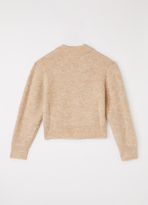 Aaiko Doux grofgebreide trui in alpaca wolblend - voorkant 2 beige