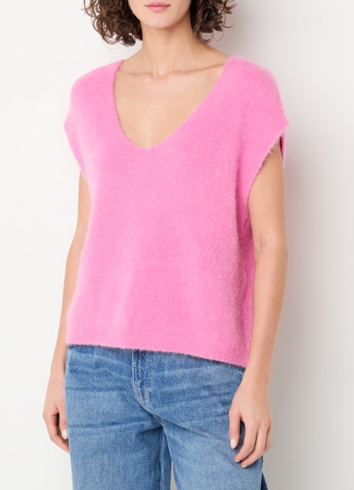 Aaiko Emmy fijngebreide top in alpaca wolblend - detail 2 roze