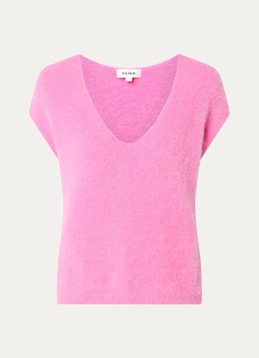 Aaiko Emmy fijngebreide top in alpaca wolblend - voorkant 3 roze