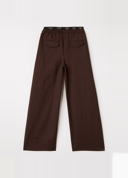 Aaiko Esila flared fit pantalon met streepprint - voorkant 2 bruin
