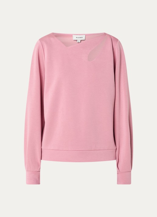 Aaiko Evelyn sweater met cut-out detail - voorkant 2 zalmroze