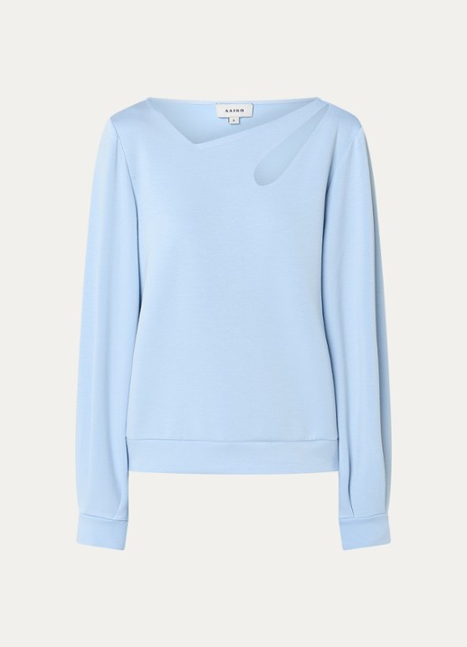 Aaiko Evelyn sweater met cut-out detail - voorkant 3 lichtblauw