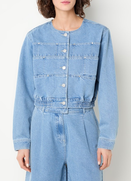 Aaiko Fallon cropped spijkerjas met ronde hals