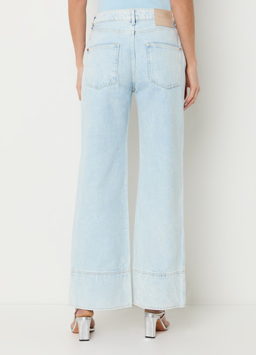 Aaiko Gaby high waist wide leg jeans met lichte wassing - achterkant 3 indigo