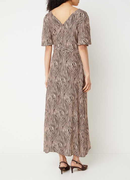 Aaiko Geis maxi tuniekjurk met zebraprint - achterkant bruin
