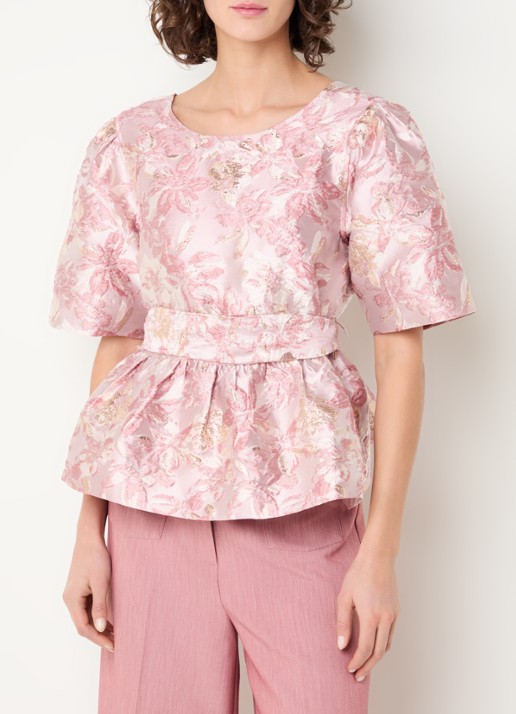 Aaiko Georgie top met jacquard dessin met strikceintuur
