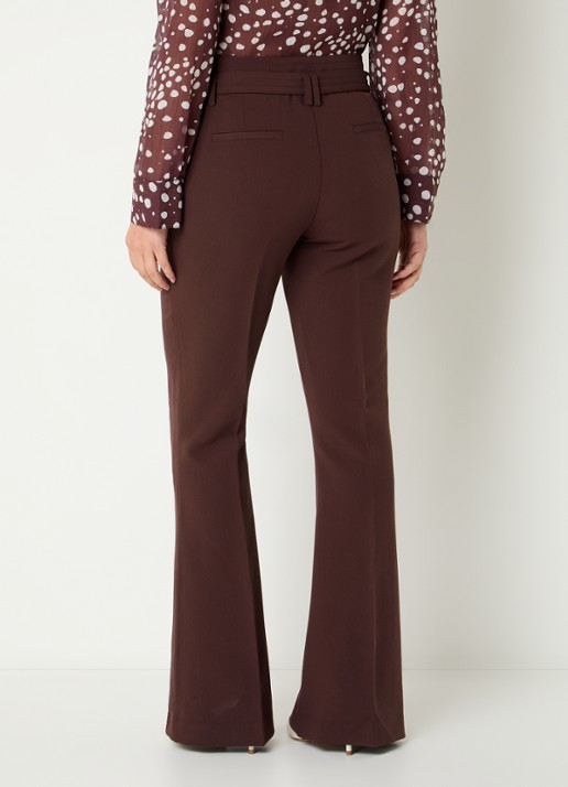 Aaiko Glenn mid waist flared fit pantalon met ceintuur en steekzakken - achterkant 4 bordeauxrood