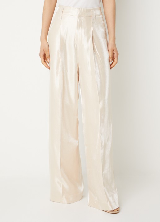 Aaiko Hailey high waist wide fit pantalon met metallic finish - detail 4 vanillegeel