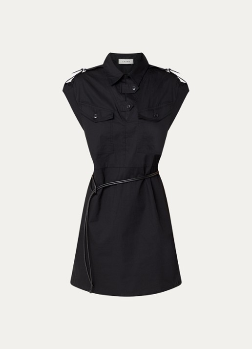 Aaiko Hollis mini tuniekjurk met borstzak - voorkant 3 zwart