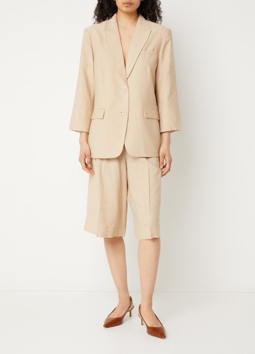 Aaiko Inaya mid waist loose fit culotte - voorkant 3 donkerbeige