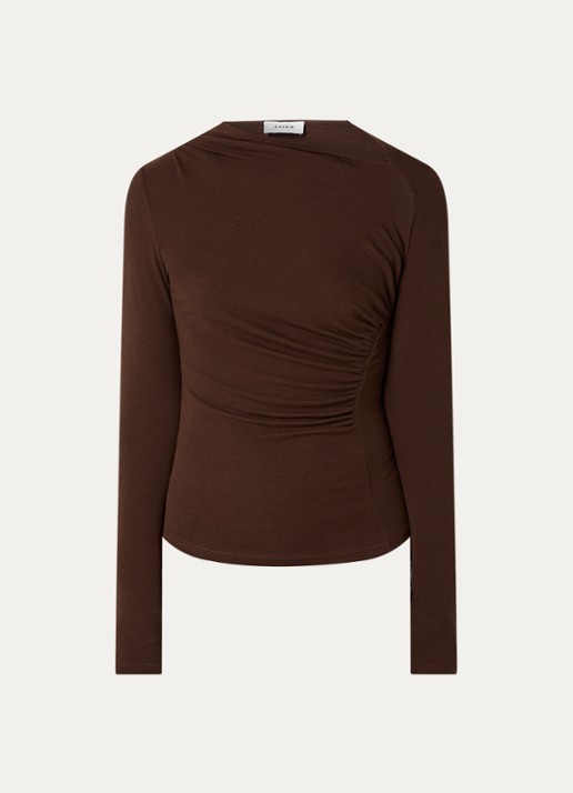 Aaiko Jalisse top in wolblend met asymmetrische hals - voorkant 3 wit