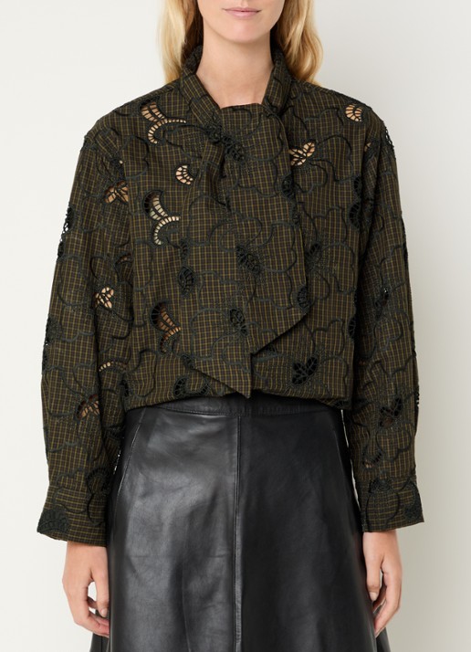 Aaiko Janesse blouse met ruitdessin en broderie