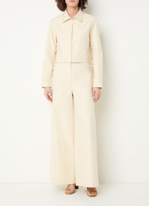 Aaiko Judith cropped jack met lurex - voorkant 3 gebroken wit
