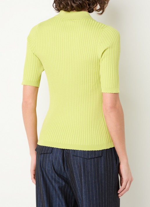 Aaiko Julia ribgebreide top  - achterkant lime