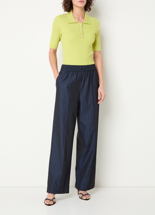Aaiko Julia ribgebreide top  - voorkant 3 lime