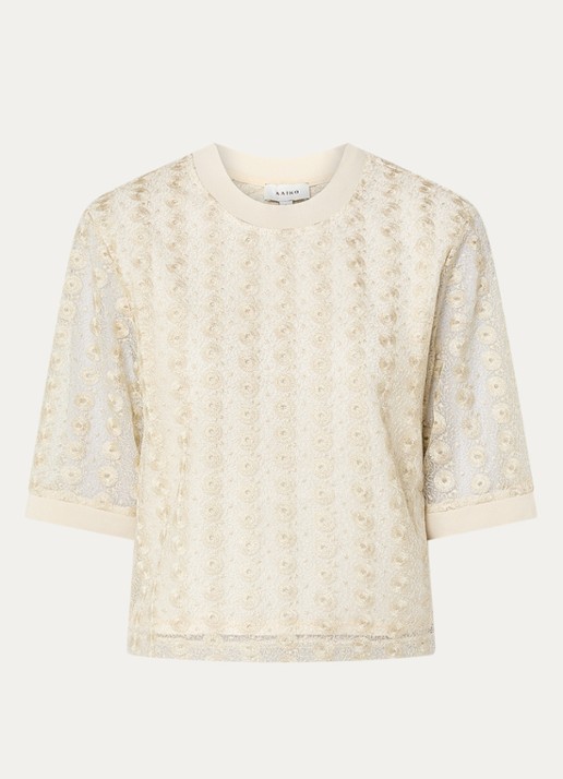 Aaiko Julice top met borduring - voorkant 2 beige