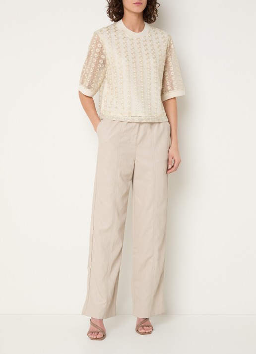 Aaiko Julice top met borduring - voorkant 3 beige