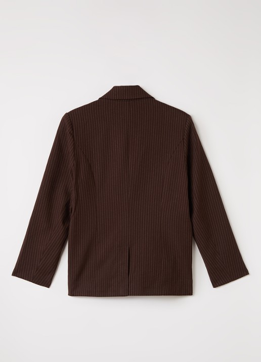 Aaiko Kendal blazer in wolblend met streepprint - achterkant donkerbruin