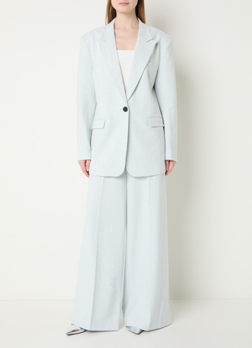 Aaiko Kendal blazer met glitter en klepzakken - voorkant 3 lichtblauw