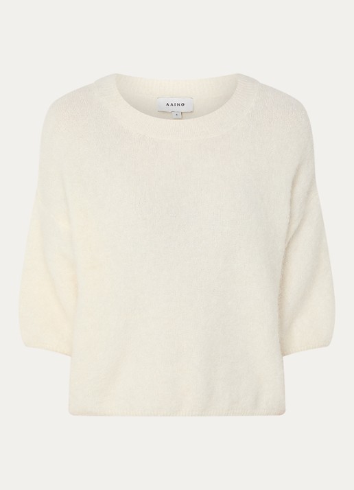 Aaiko Lani fijngebreide top in alpaca wolblend - voorkant lichtgroen