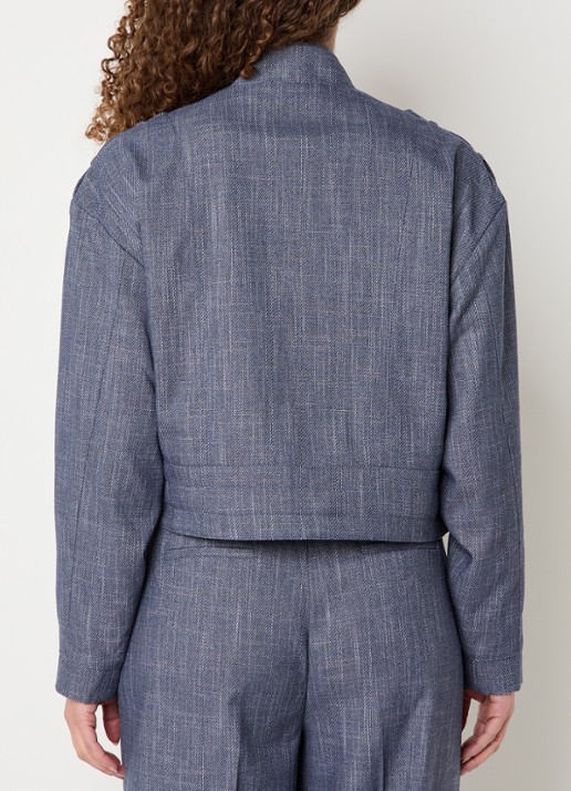 Aaiko Lauryn cropped jack met paspelzakken - achterkant 3 donkerblauw