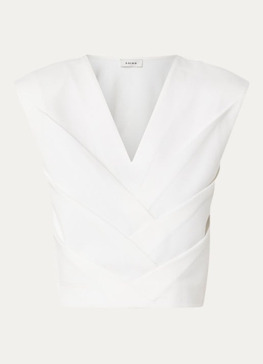 Aaiko Liore top met schoudervulling - voorkant wit