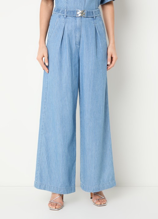Aaiko Lotty high waist wide leg jeans met medium wassing
