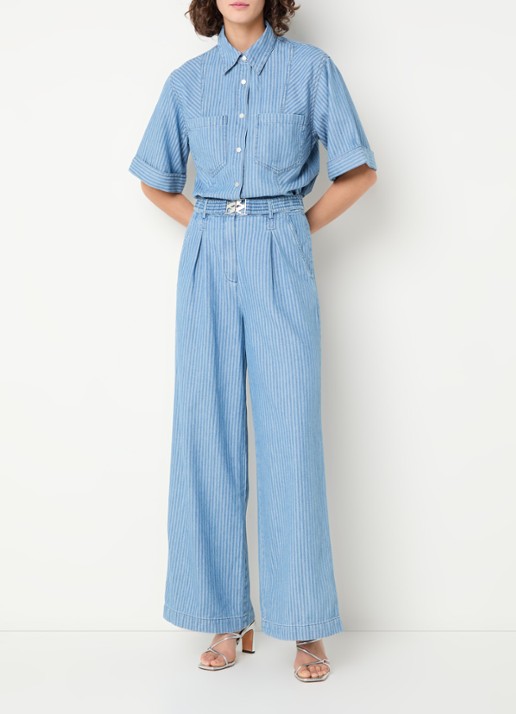 Aaiko Lotty high waist wide leg jeans met medium wassing - voorkant 4 indigo