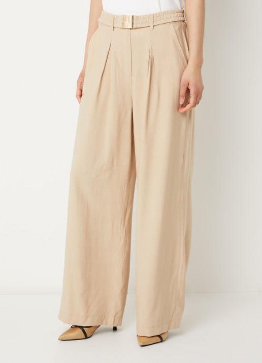 Aaiko Lotty mid waist wide fit palazzo broek met steekzakken