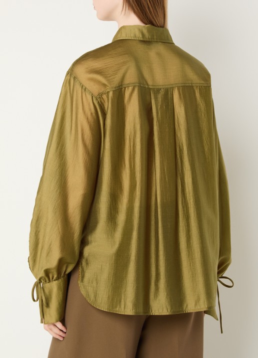 Aaiko Marel blouse met metallic finish - achterkant mosterd