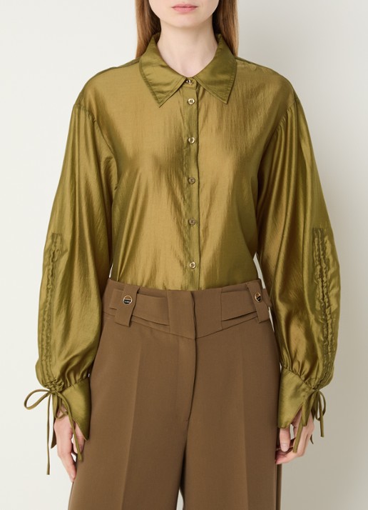 Aaiko Marel blouse met metallic finish - detail 2 mosterd
