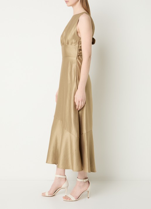 Aaiko Michelle midi jurk met cut-out detail - achterkant 3 khaki